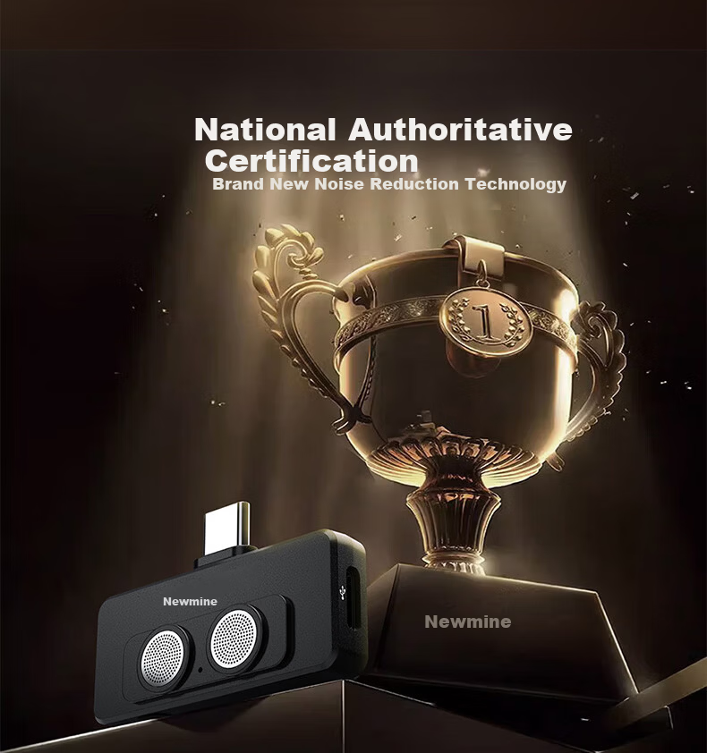 Newmine ZM19 Wireless Lavalier Microphone for Live Streaming, Noise-Cancelling Recording Mic for Short Videos, K-Singing, Mobile Phone Use, Black 2