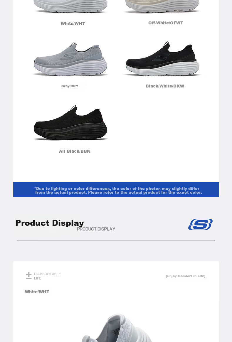 Skechers Breathable Mesh Lightweight Running Shoes Soft Sole Slip-On Casual Shoes BBK Black Size 36 18