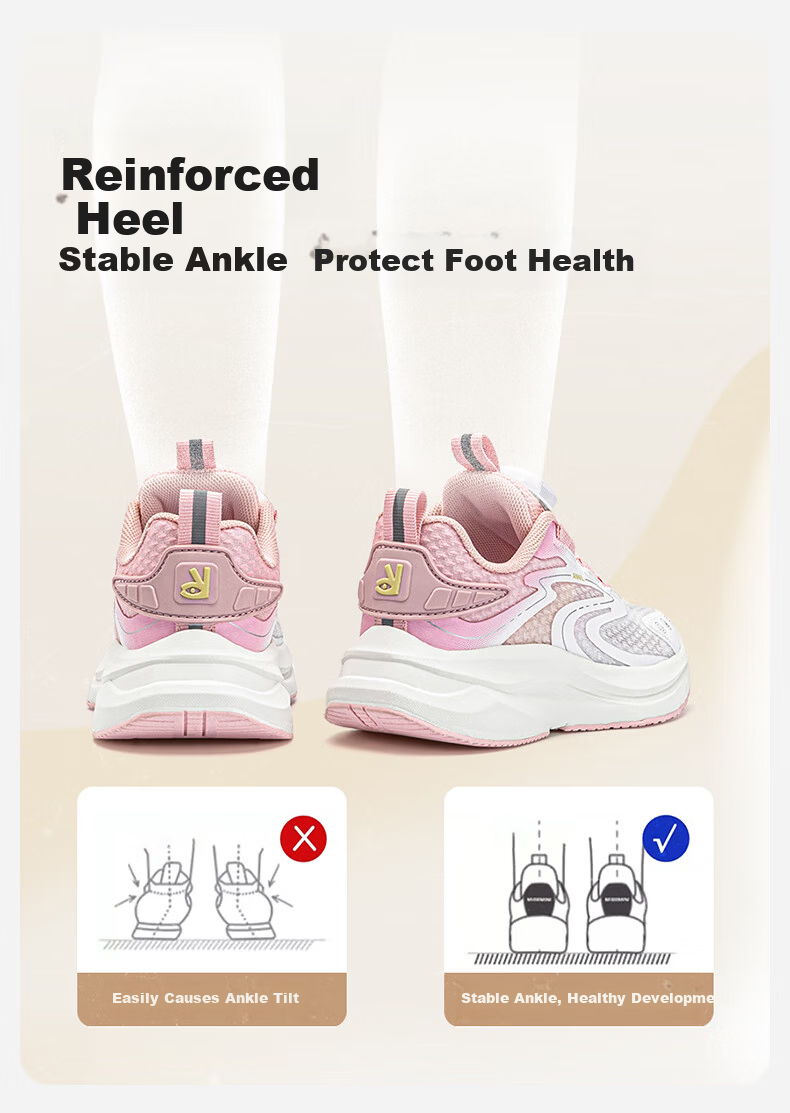 ANNIL Kids Sports Shoes Twist Button Spring New Girls Non-slip Shock Absorption Running Shoes 5226 Pink Size 35 3