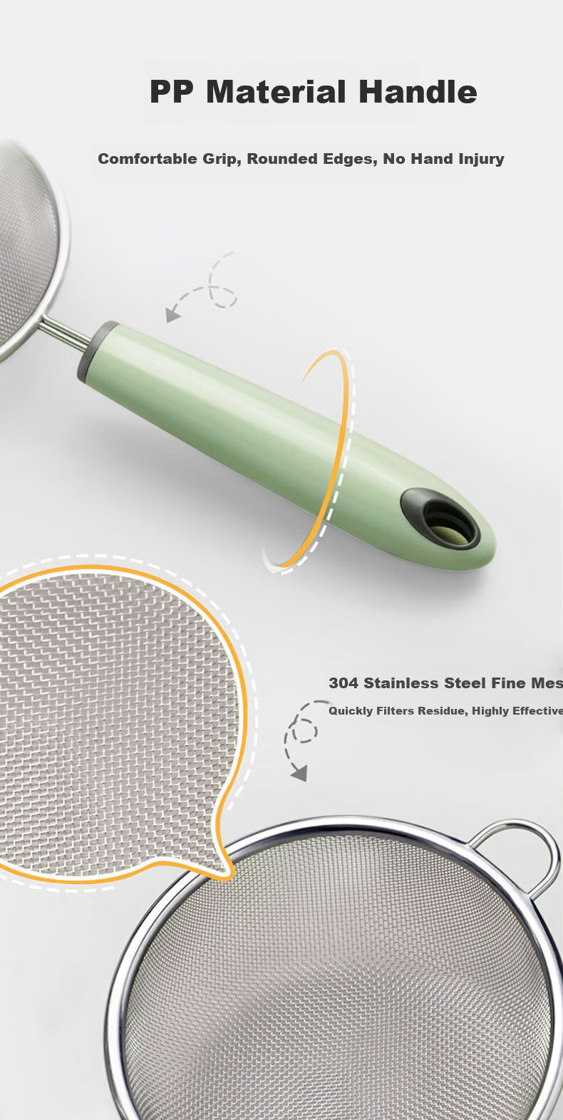 Baoshi Baby Food Strainer Filter Soy Milk Sieve Egg Tart Liquid Filter Stainless Steel Baking Tool Household 2