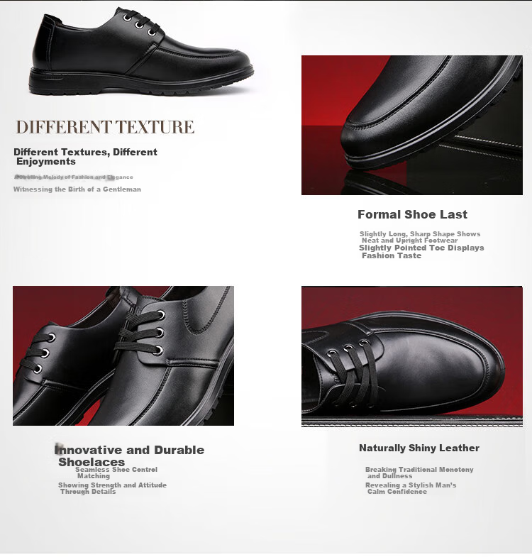 MULINSEN Men's Business Leather Shoes Simple Casual Single Shoes Black Size 41 SL67341 10