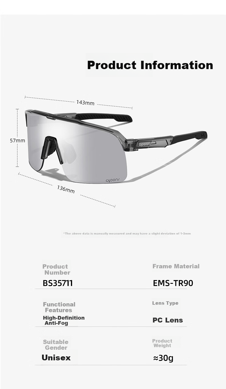 CAPONI Mountaineering Goggles Women Snow Mountain Snowfield Sunglasses Men Anti-Fog Windproof Outdoor Cycling Hiking Skiing Sunglasses 13