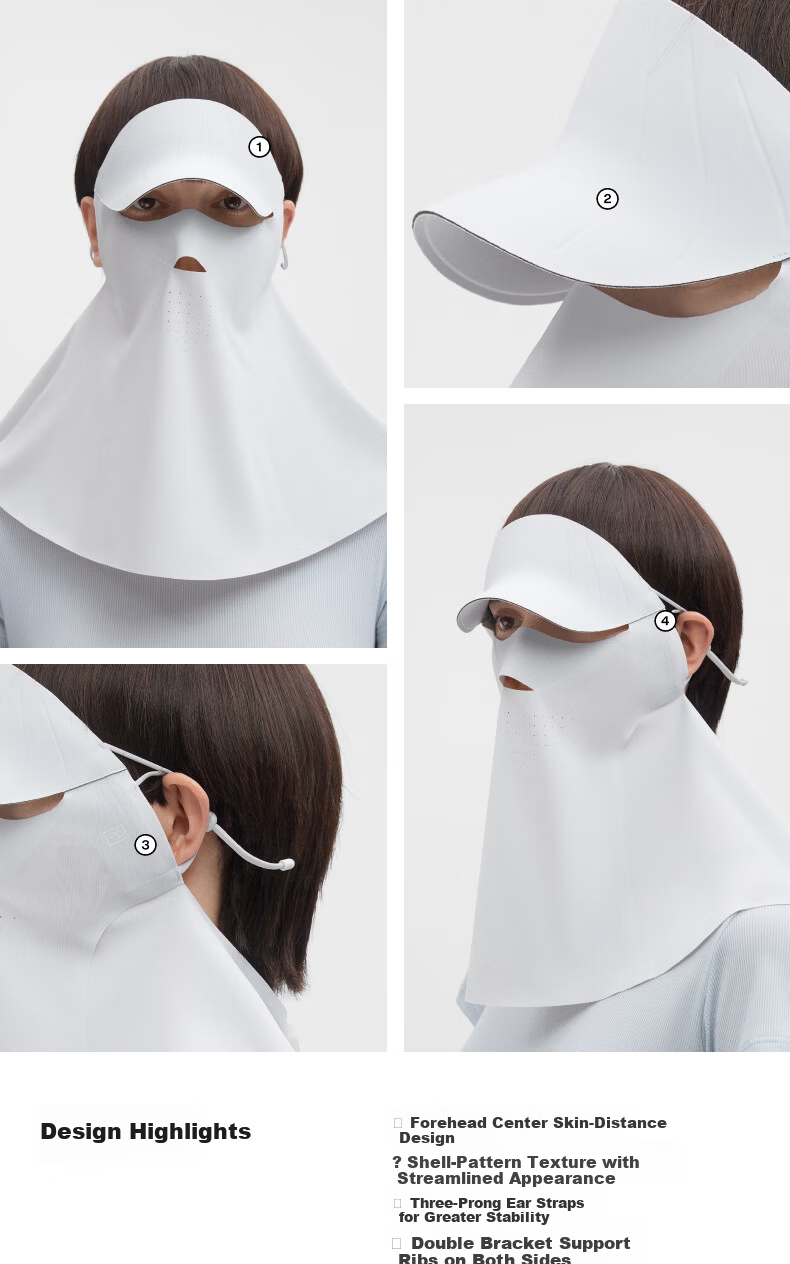 Jiao Nei Liang Pi 503UV Women's Sunscreen Protective Hat Brim Neck Guard Face Mask Moisturizing Antibacterial Medical Sunshade Face Bikini 3