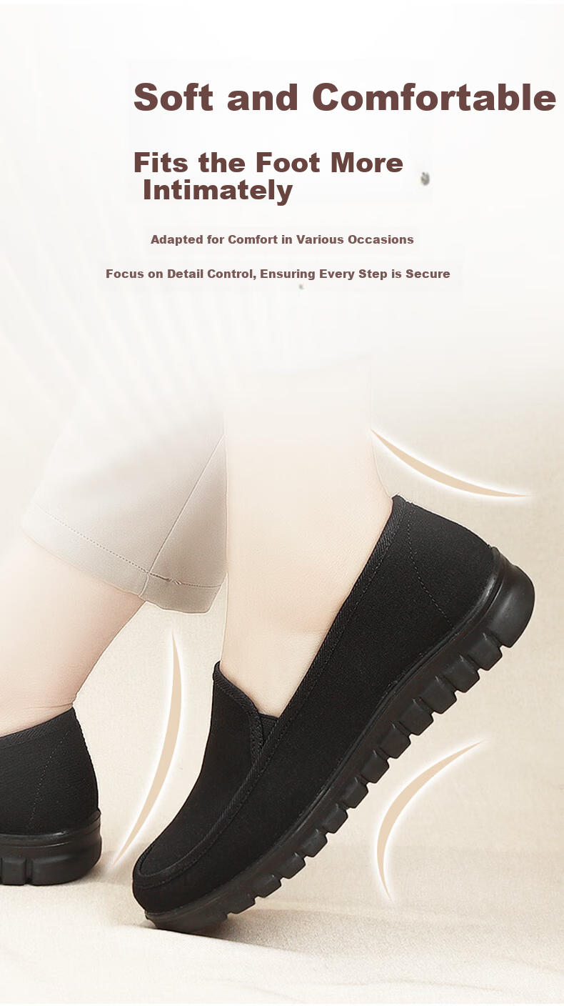 Busheyuan Slip-On Work Shoes for Hotel and Nurse, Old Beijing Cloth Shoes 410-9525 Black Size 38 3
