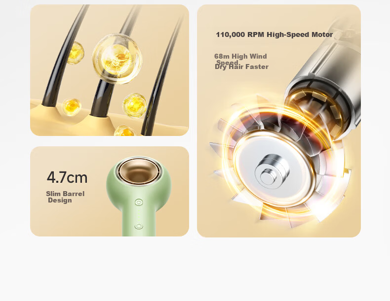 VTT Germany Lollipop High-Speed Hair Dryer Home Silent Negative Ion High Power Hair Protection Quiet Low Noise Birthday Gift 3