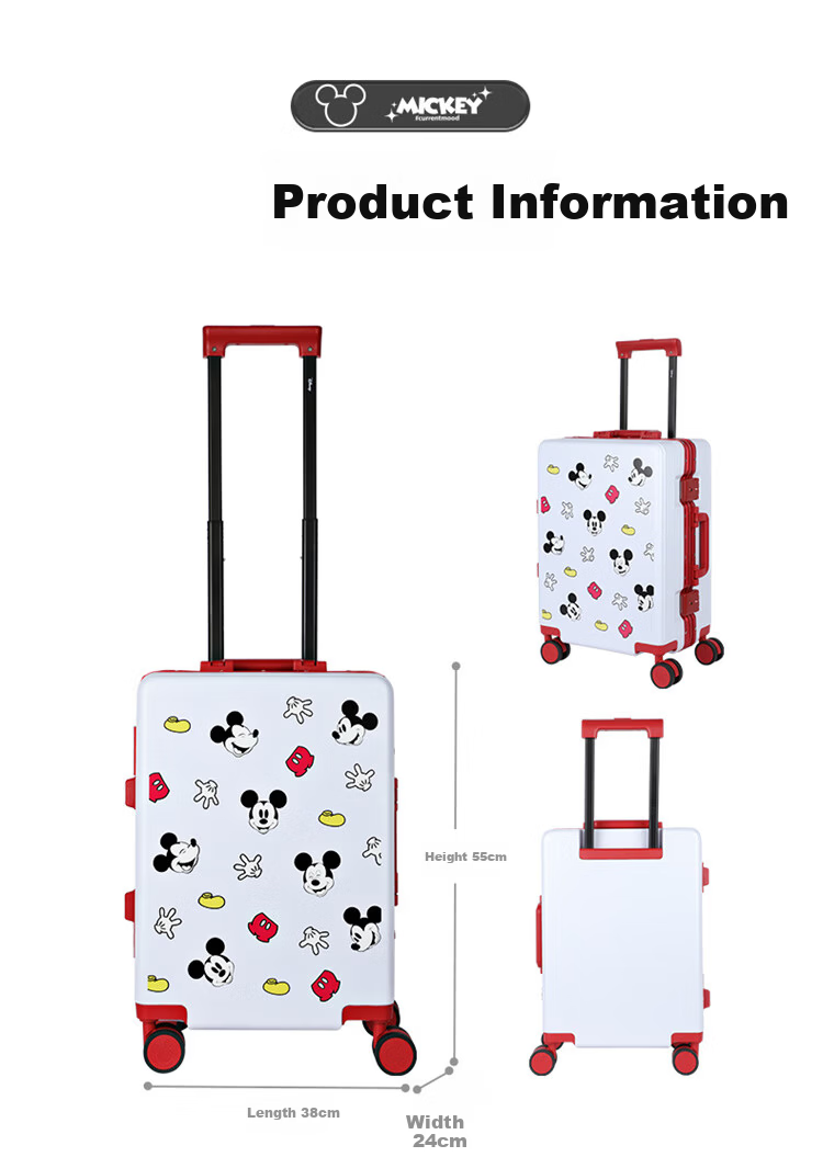 Mesuca Kuromi Luggage, Women's Printed Suitcase, 24-Inch Student Trolley Case, Aluminum Frame Travel Suitcase, Large Capacity Leather Trunk 13
