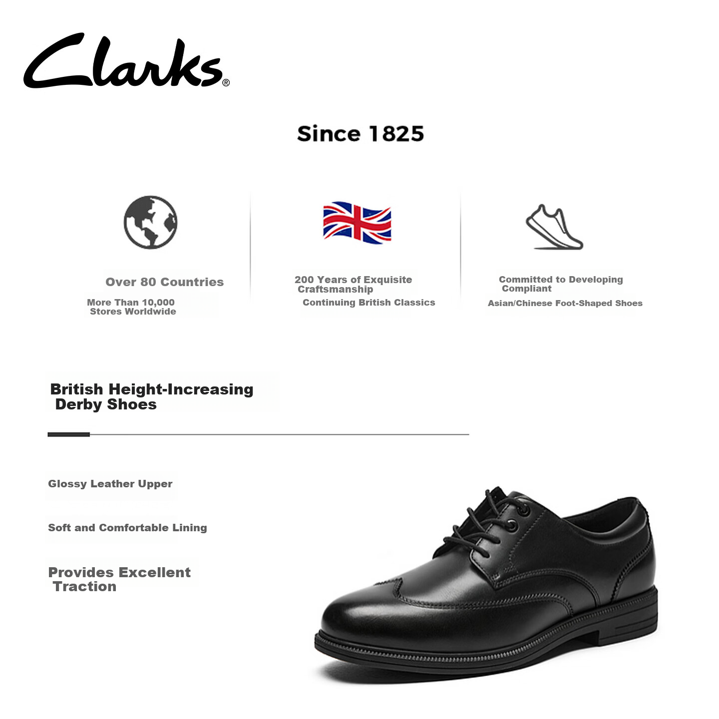 Clarks Layer Lovian Men's New British Style Lightweight Comfortable Formal Commuter Derby Shoes
