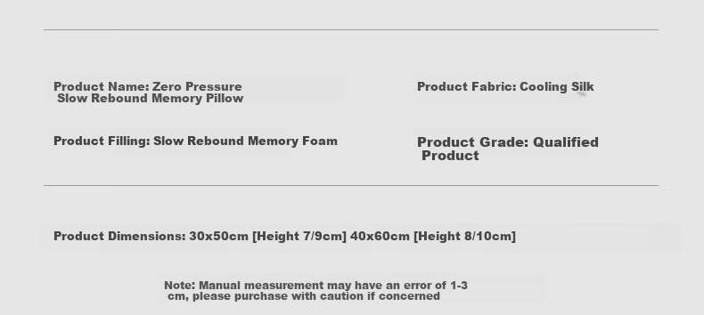 Aiwei Cervical Pillow Memory Foam Slow Rebound Sleep Pillow Core 30x50cm Blank 14