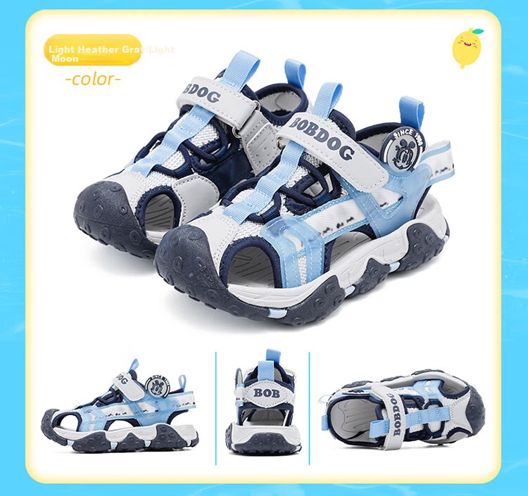 BOBDOG Kids Summer Beach Shoes Boys Closed-Toe Sandals Large Children Shoes 105532108 Black/Light Gray 25 11