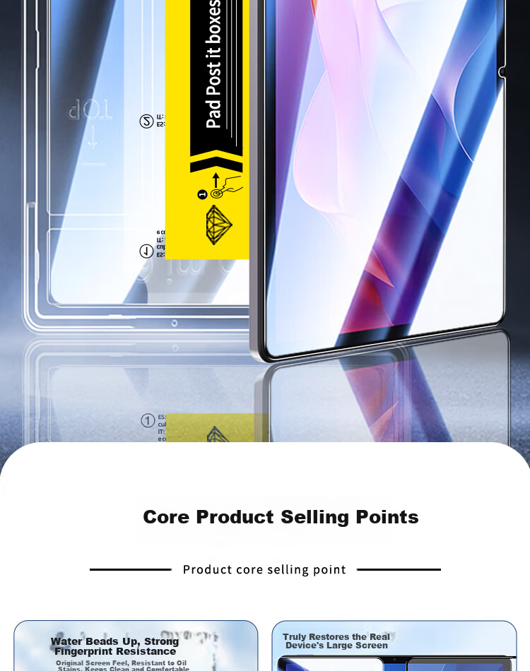 ESCASE Dust Removal Instant Sticker for Redmi Pad 2 Tempered Glass Screen Protector Xiaomi Redmi Pad 2 11-inch Tablet Full-Screen Dust-Free Alignment Film Tool 1