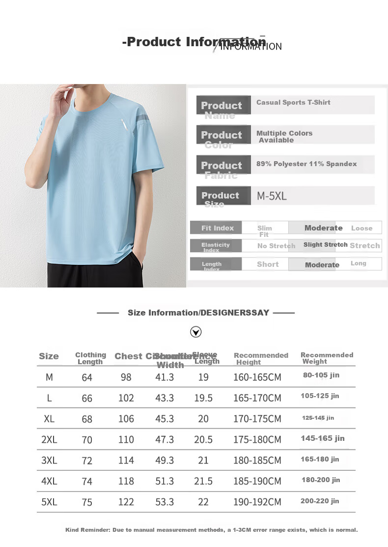 ROMON Men's Short Sleeve T-Shirt Summer Thin Loose Casual Ice Silk Cooling Sports Quick-Dry Base Shirt 8204 Silver Gray 3XL 4