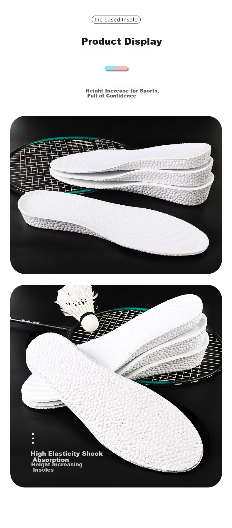 Maigao Le Boost Height Increase Insoles Unisex Summer Sports Breathable Sweat-Absorbing Soft Invisible Thickened Elastic 1.5CM 35-36 8