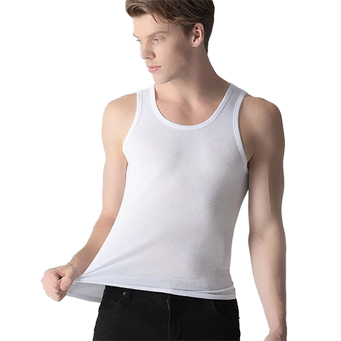 LangSha Pure Cotton Tank Top for Men, Thin Style with Coarse Ribbing, Sleeveless Sports Fitness Undershirt, Sweat-Absorbing Breathable Undershirt, Hurdle Vest