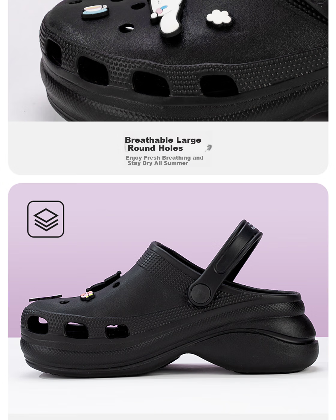 MINISO Cinnamoroll Women's Fashion Hollow-out Midsole Shoes Black Size 35-36 8