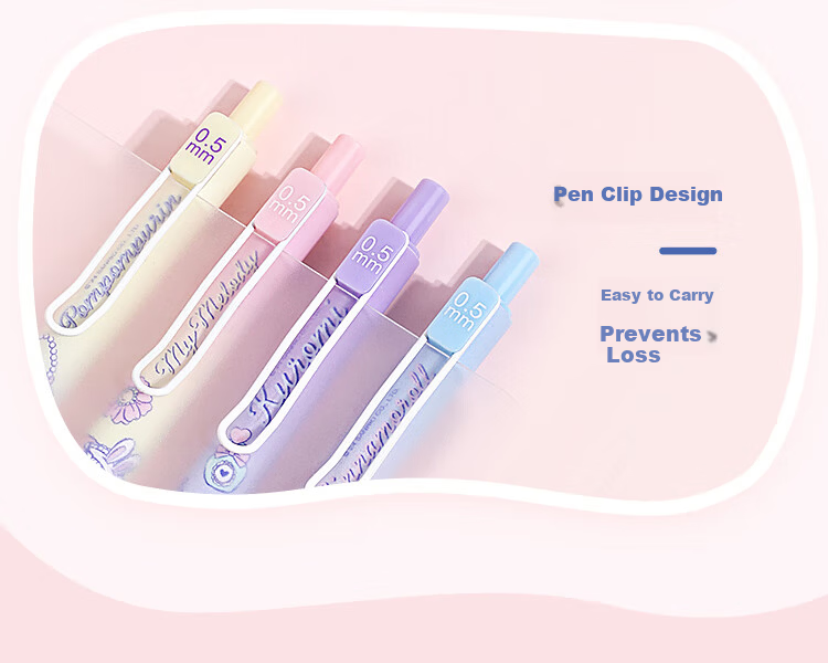 GuangBo & Sanrio Retractable Gel Pen, Stylish Cute ST Tip Exam Pen 0.5mm Student Exam Pen Black Ink Pen 3-Pack Randomly 1 Box KT82170-3 7