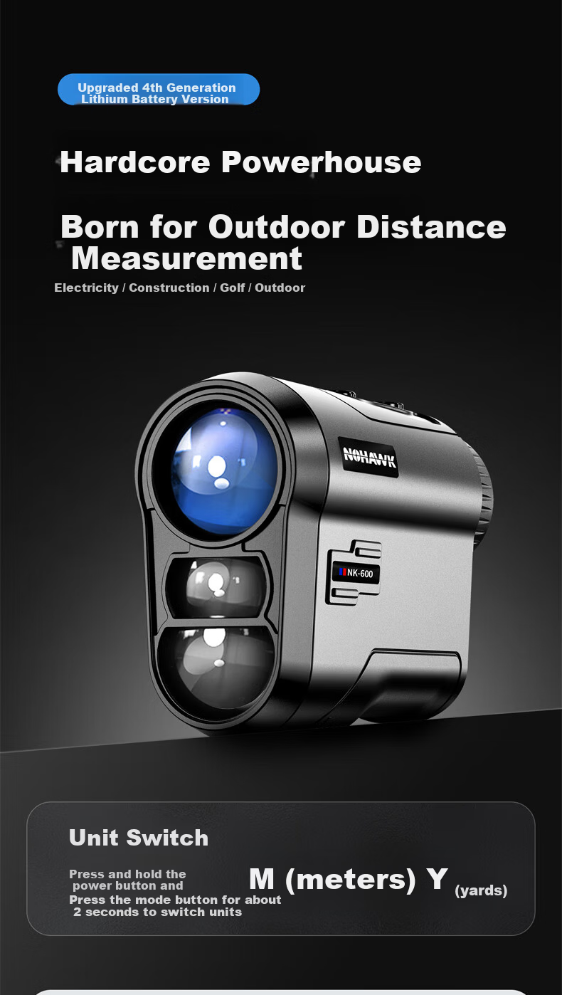 Nohawk Outdoor Rangefinder Telescope Golf Outdoor Home Use 600m Distance/Height/Angle/Speed/Two-Point Height Measurement 3