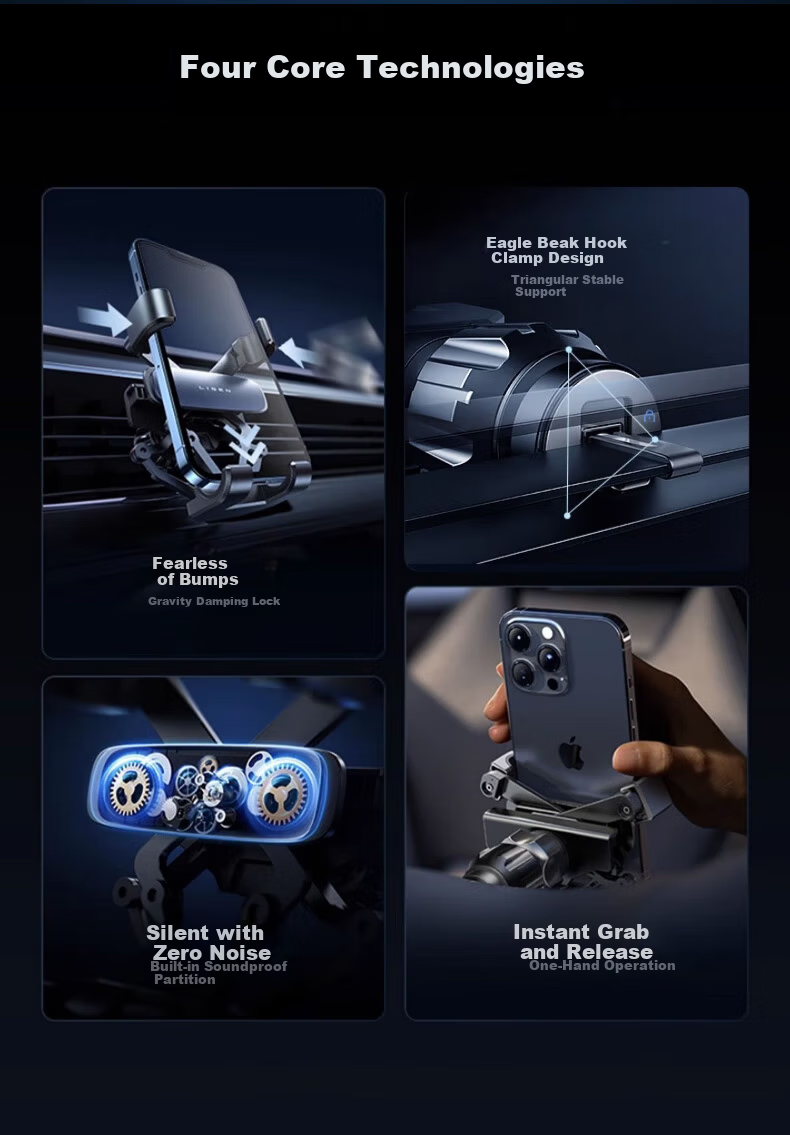 BIMLL Car Phone Holder New Anti-Shake Car Navigation Support Mount Air Vent Clip 5