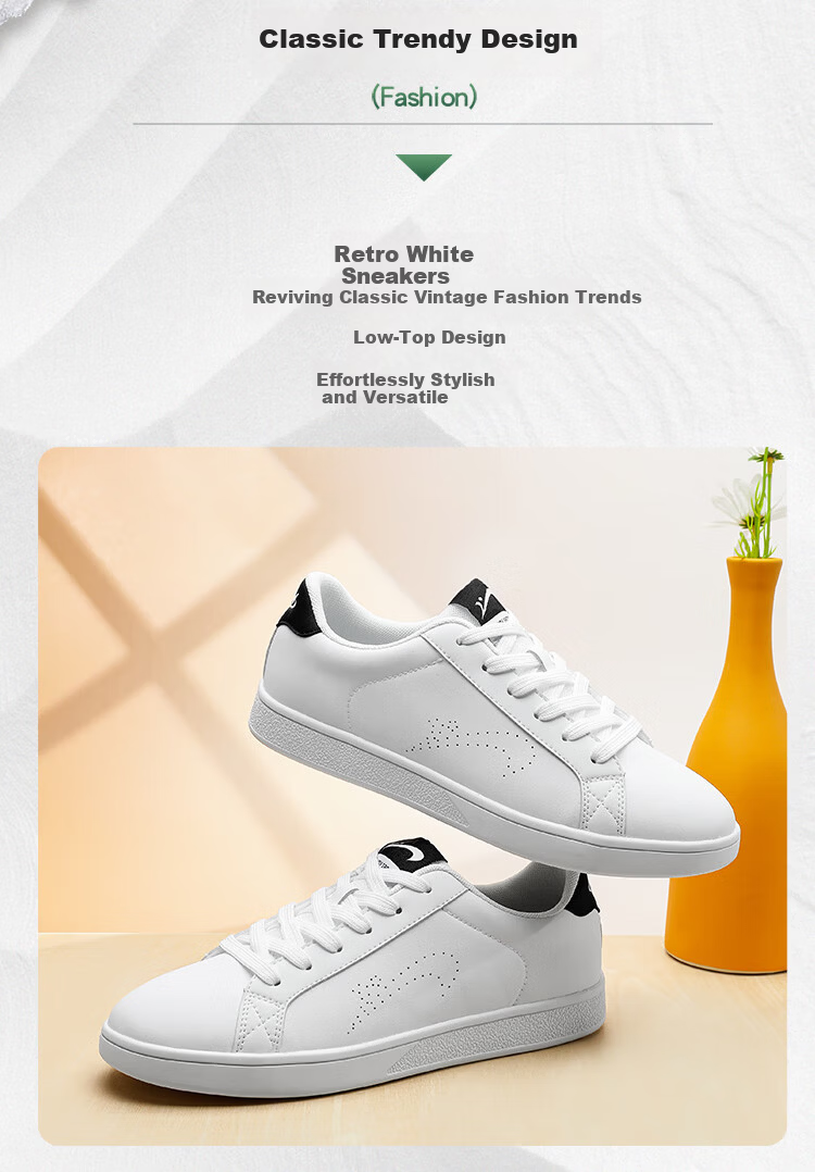 Guirenniao Casual Couple Sneakers Summer Women's Sports Versatile White Shoes Men White/Black Size 35 2