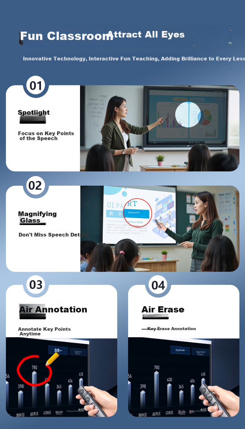 Nuowei N95s BLE High-Power Green Light Presentation Clicker Digital Physical Dual Laser with 32GB Memory Bluetooth PPT Remote Presenter LED LCD Screen Seewo USB-C 11