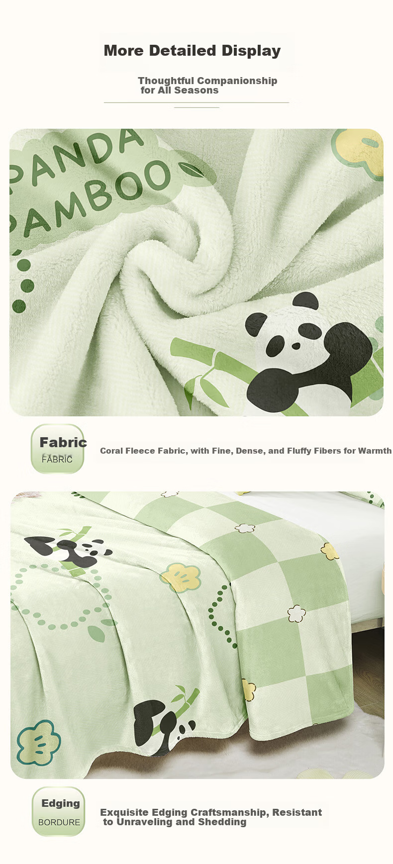BEYOND Home Textile Coral Fleece Blanket Office Air Conditioning Blanket Nap Blanket Thin Cover Blanket Panda Pattern 200*230cm 10