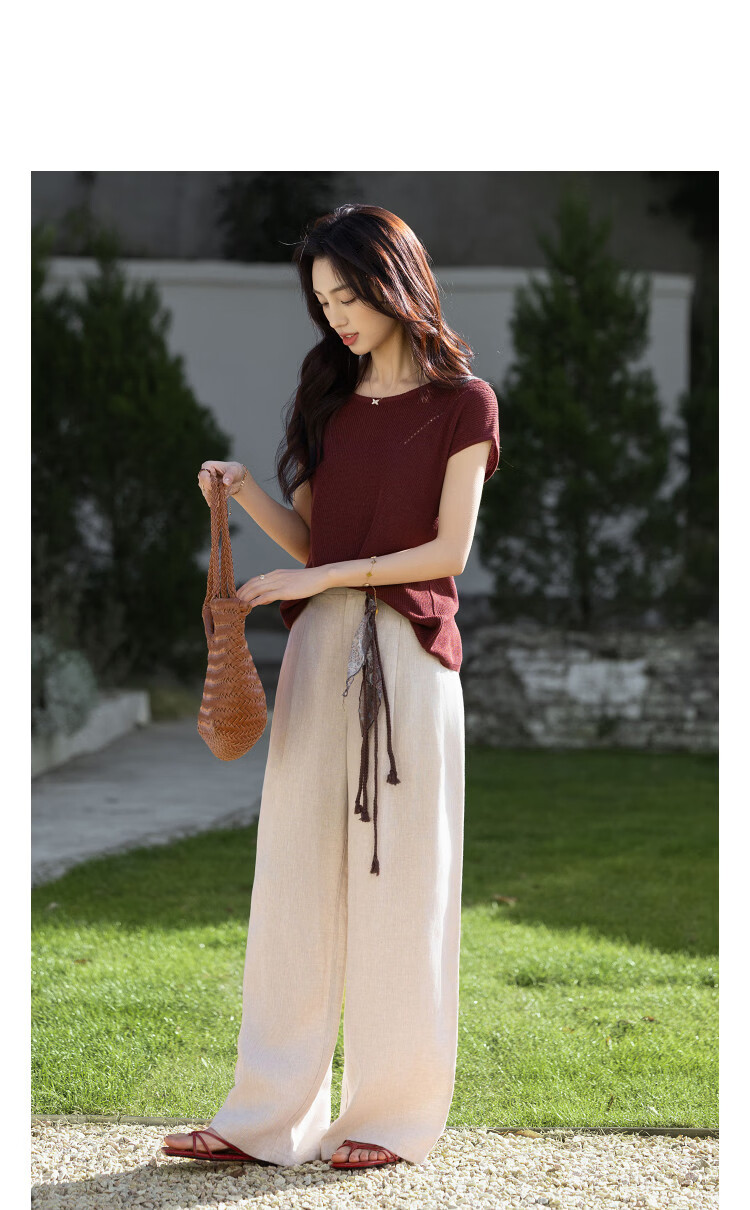 Demana [With Linen Lyocell] Summer Minimalist Round Neck Raglan Short Sleeve Buttoned Slim Knit Top for Women Premium Feel 18