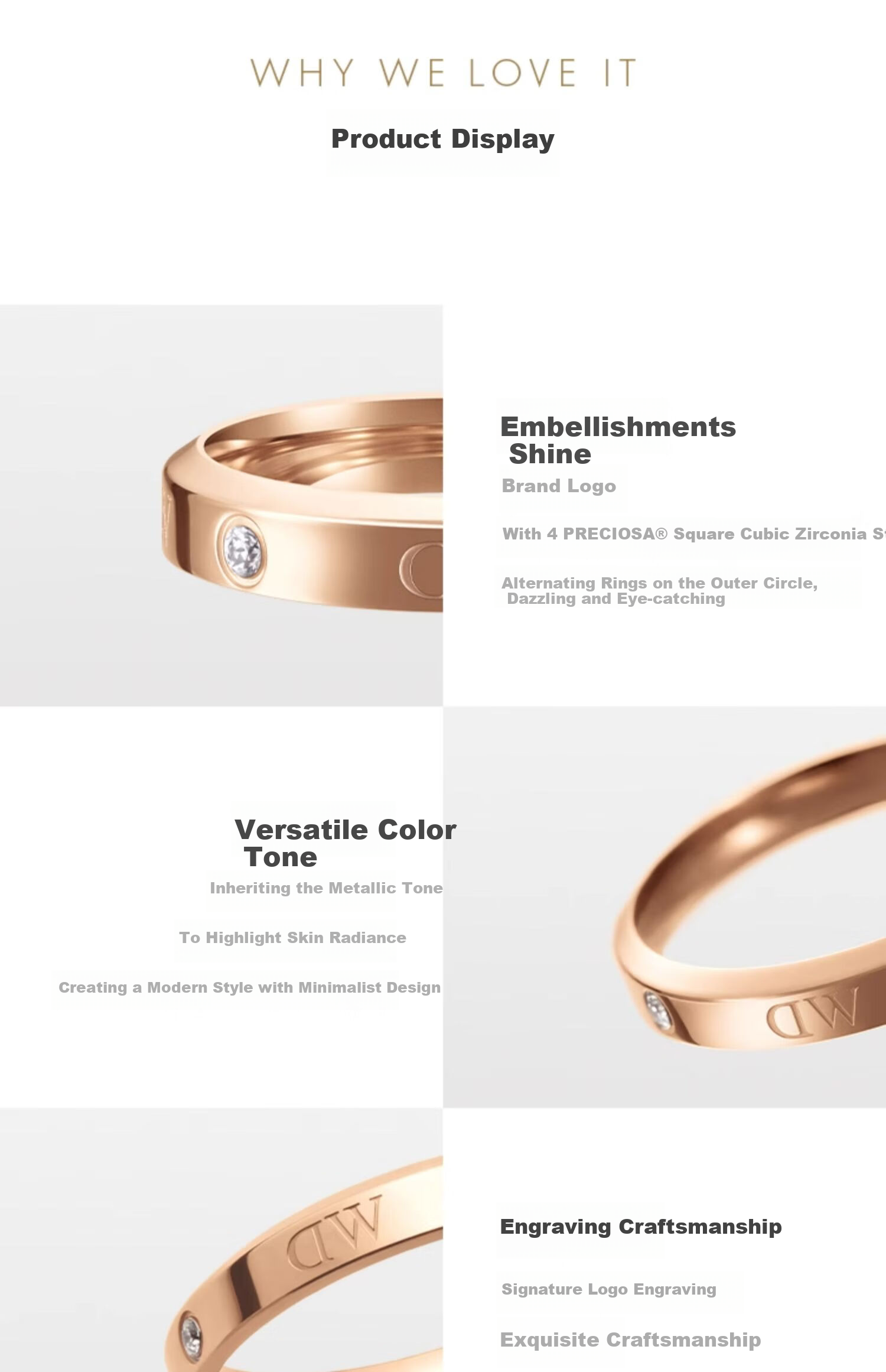 DanielWellington [Mashixun's Choice] DW Ring for Women, Starry Couple Rings Rose Gold Size 58 DW225 Birthday Gift for Wome 4