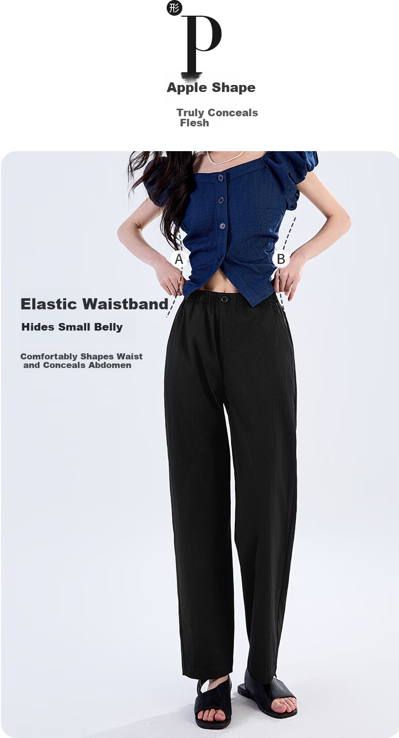 LangSha Straight-Leg Harem Pants for Women, Summer 2026 Thin High-Waist Slimming Nine-Point Straight-Leg Carrot Cigarette Trousers 5