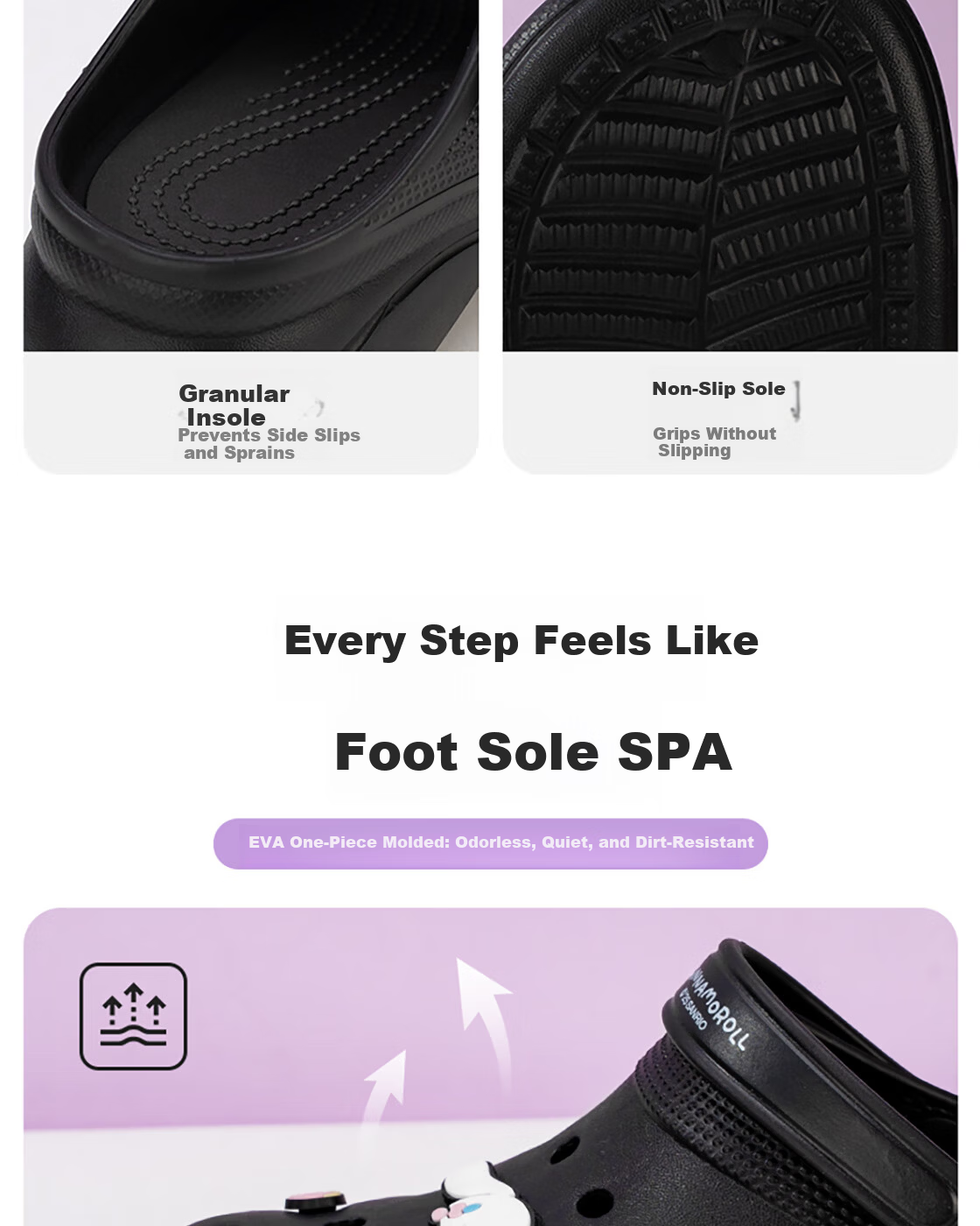 MINISO Cinnamoroll Women's Fashion Hollow-out Midsole Shoes Black Size 35-36 7