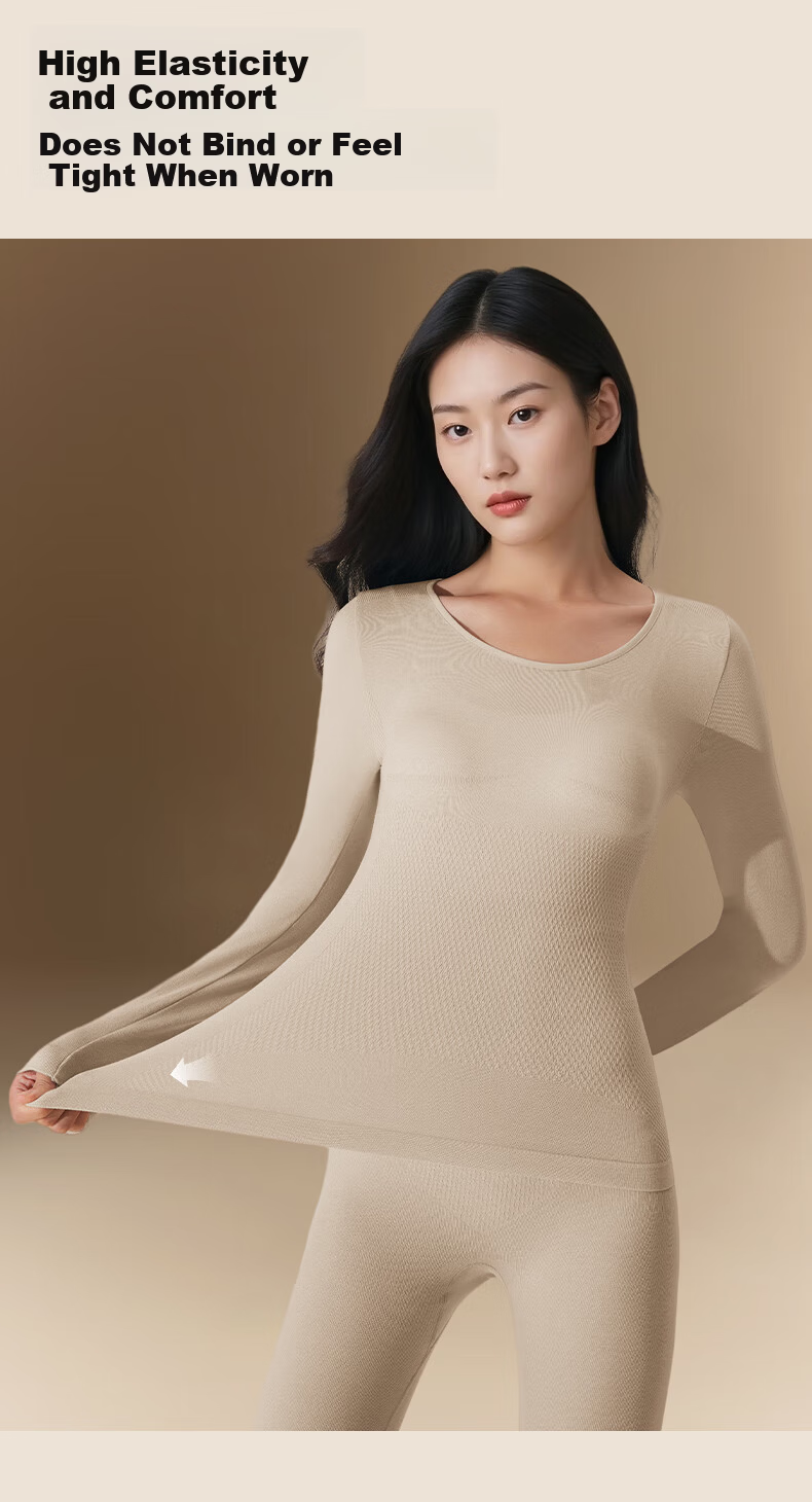 Herbal Original Women's Thermal Underwear Set Autumn Winter New Slimming Heat Energy Waist Shaping Base Layer Shirt and Pants 11