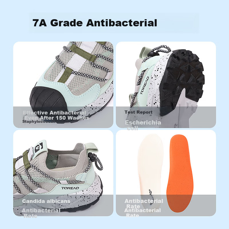 TOREAD Yuexing Kids Sports Shoes Boys and Girls Big Children Spring Summer Bread Toe Hiking Shoes Light Green Gray Size 35