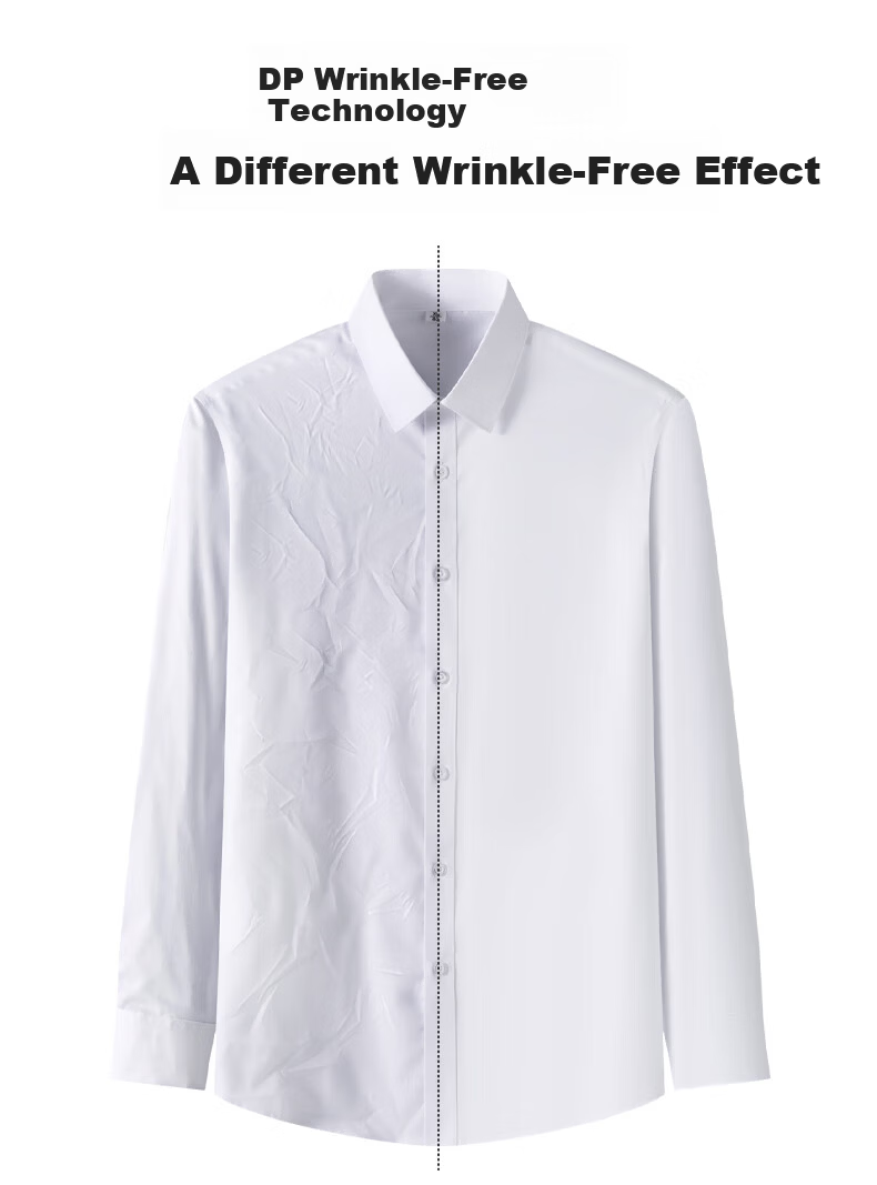 FIRS DP Non-Iron 100% Cotton Wrinkle-Resistant Long Sleeve Shirt Men Business Casual Pure Cotton Base Shirt 5