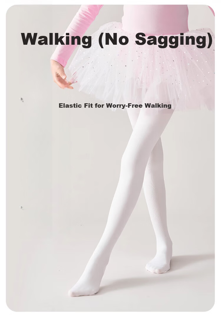 Dingguagua Children's Dance Tights Summer Thin Pantyhose Girls White Ballet Practice Stockings 4