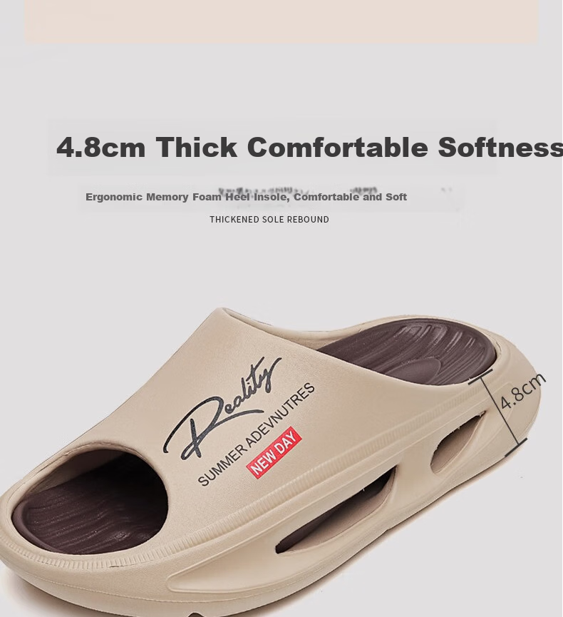 Huamei Jianbu Men's Fashion Sports Slippers Non-Slip Wear-Resistant Thick Sole Outdoor HM28861 Khaki Brown Size 44-45 8