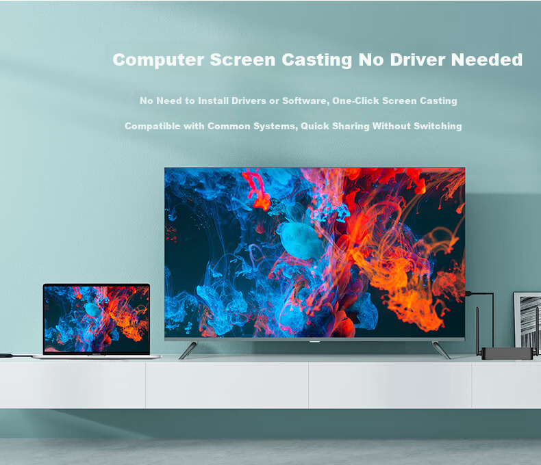 QuickShare Wireless Screen Mirroring Device HDMI HD Audio Video Transmission for PC Mobile Tablet Conference Office Laptop USB One-Key Connect Smart TV Projector LED Large Screen 8