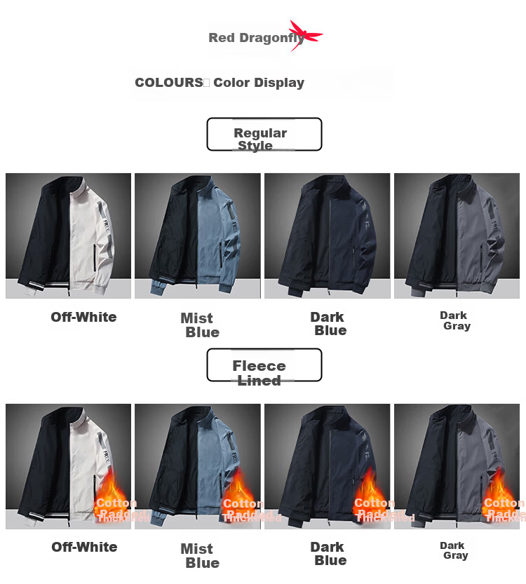 RED DRAGONFLY Men's Autumn Winter Business Commuter Stand Collar Casual Windproof Reversible Jacket Haze Blue 3XL 8
