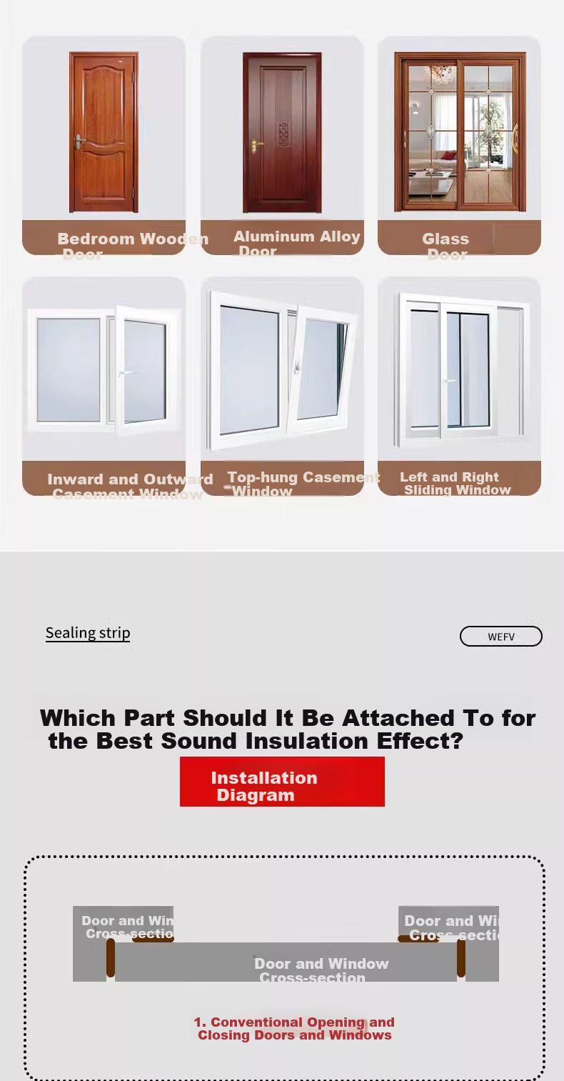 Xuanjia Mital Door and Window Sealing Strip Soundproof Windproof Glass Door Anti-theft Door Windproof Door Stopper Rubber Strip 10
