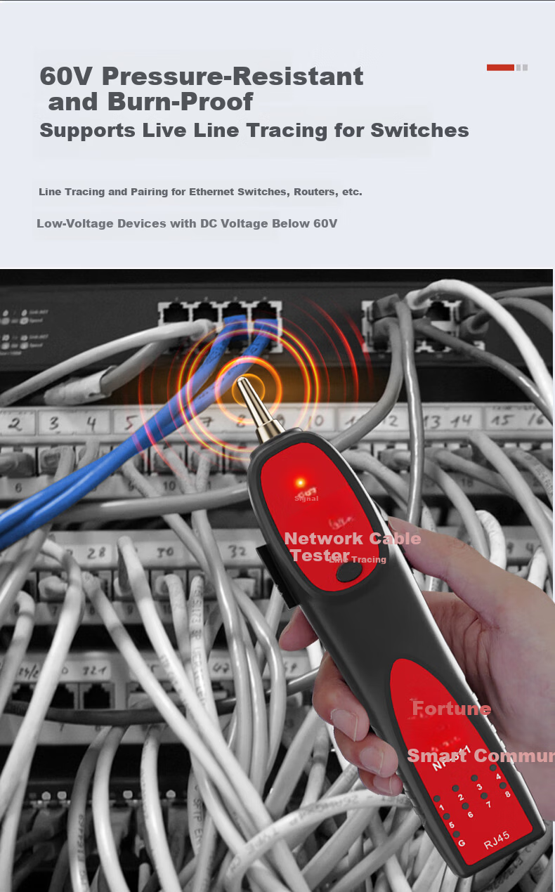 Smart Mouse NF-811 Cable Tracker Kit for Four-Core Network Cable, 60V Voltage Resistant Wiring Assistant Tester 7