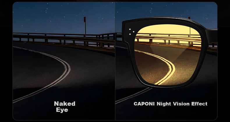 CAPONI Night Vision Driving Sunglasses Clip-On Unisex Photochromic Polarized Sunglasses Clip for Day and Night Use with Prescription Glasses 9