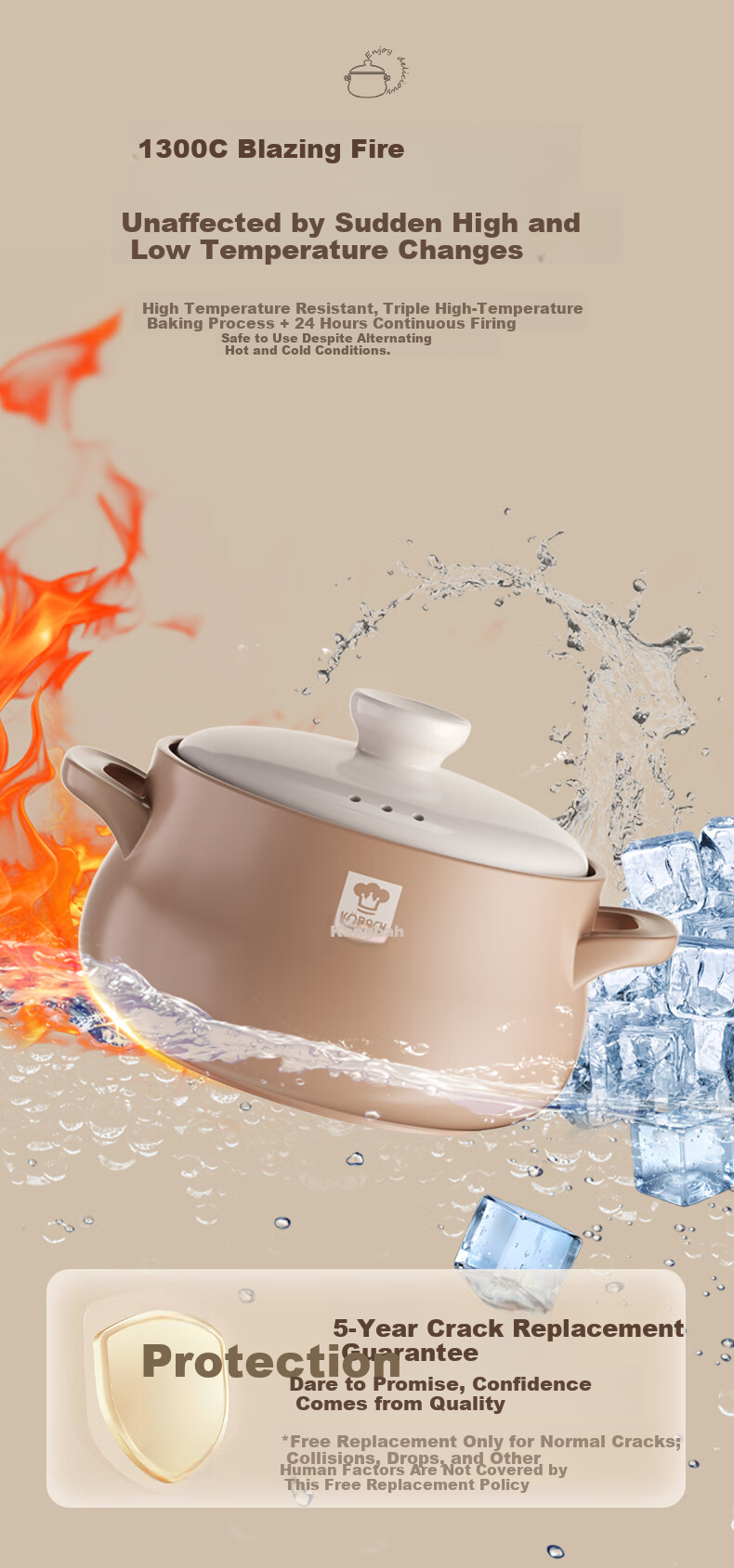 Kangbah Large Belly Clay Pot High-Temperature Resistant Crack-Resistant Ceramic Casserole for Claypot Rice, Herbal Medicine Decoction, Soup Stewing, Home Use 1