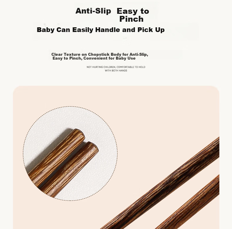CORN Children's Chopsticks Household Solid Wood Non-Painted Non-Waxed Short Chopsticks for Kids Kindergarten Baby Learning Chopsticks 11