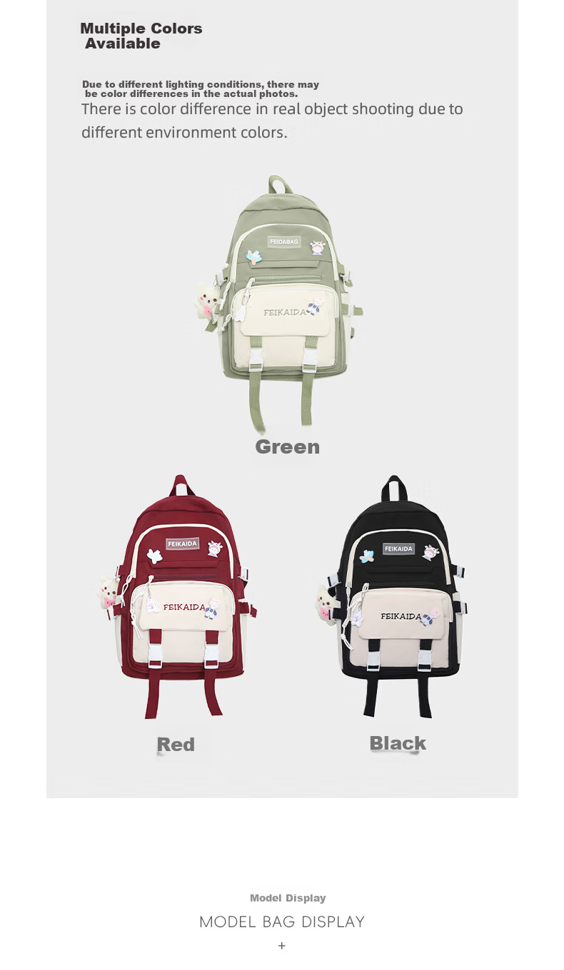 JINSHIWQ School Backpack for Girls, Fresh High-Value Large Capacity Two-Piece Set, Suitable for Primary, Middle, and High School Students, New Style Shoulder Bag 3