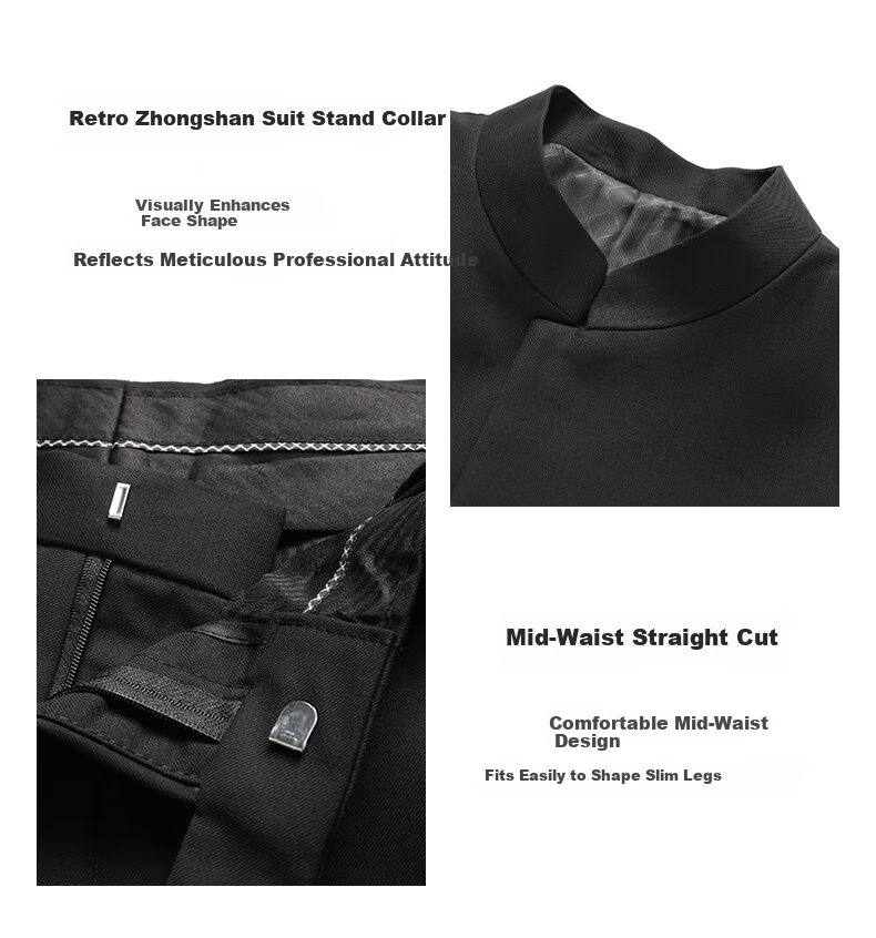 Shanshan Zhongshan Suit Set Men's Wedding Formal Stand Collar Dad Outfit New Chinese Style Groom Engagement China Style Suit 2