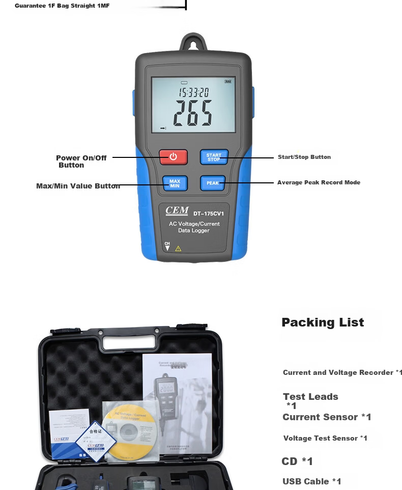 CEM DT-175CV1 AC Current Voltage Data Logger 6