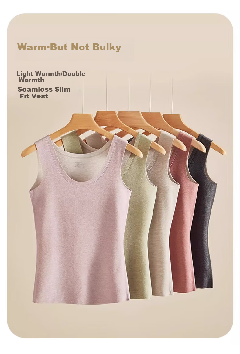 BOPRUIEY Women's Warm Vest Wool and Silk Seamless Fleece Quick Warmth Thermal Close-Fitting Underwear 4