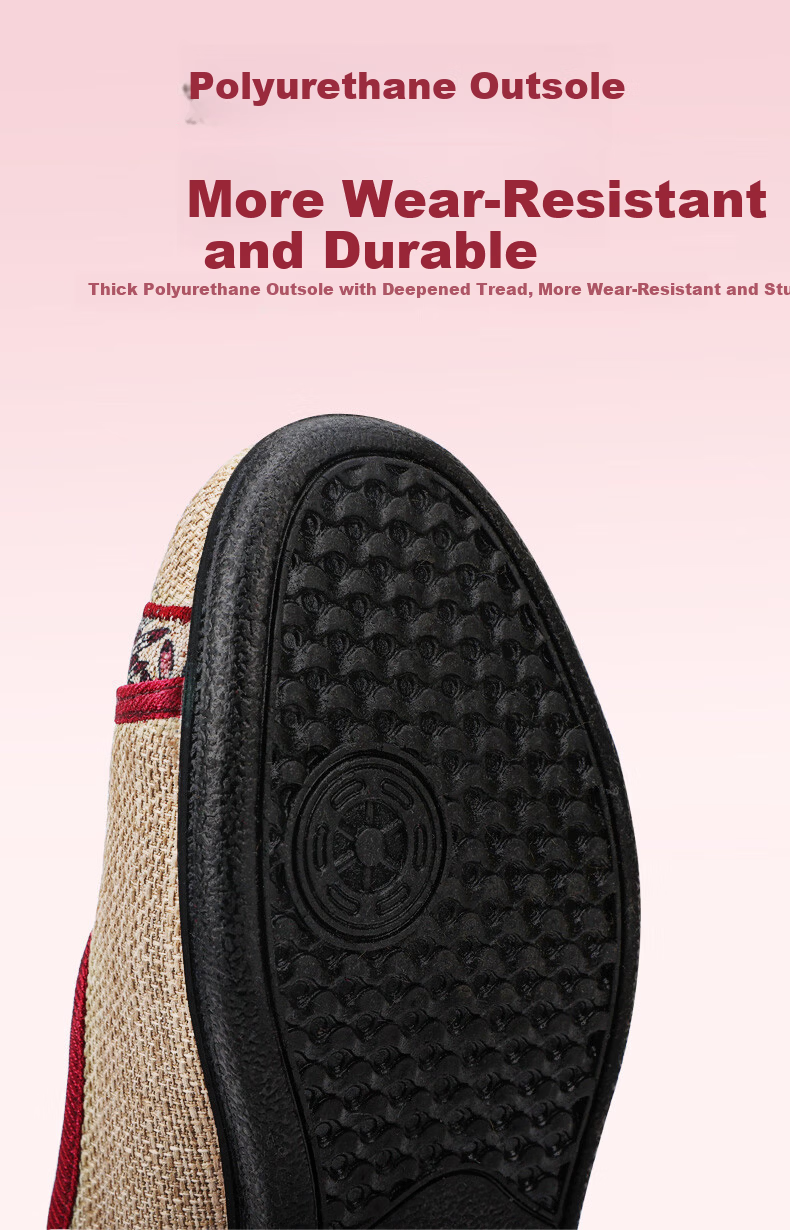 BUSHEYUAN Soft Sole Breathable Flat Shoes with Pankou Buttons, Mom Shoes, Lazy Shoes, Old Beijing Cloth Shoes for Women 510-1332 Red Size 37 15