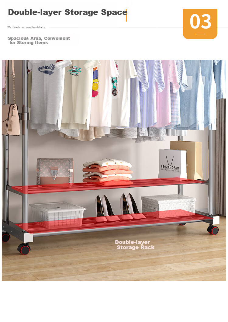 Baoyouni Clothes Drying Rack, Floor-Standing Outdoor Simple Home Balcony Bedroom Extendable Clothes Hanger, Single Pole Storage Drying Rack for Quilts 12