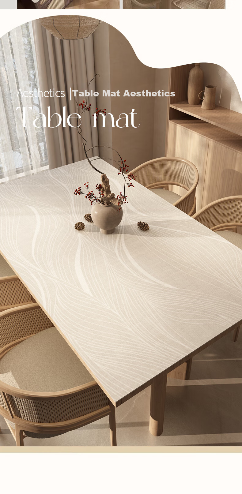 Fengliang Waterproof Oil-Resistant Thickened Table Mat Tablecloth Desktop Protective Mat Stain-Resistant Wash-Free Heat Insulation Coffee Table Desk Mat Customizable 4