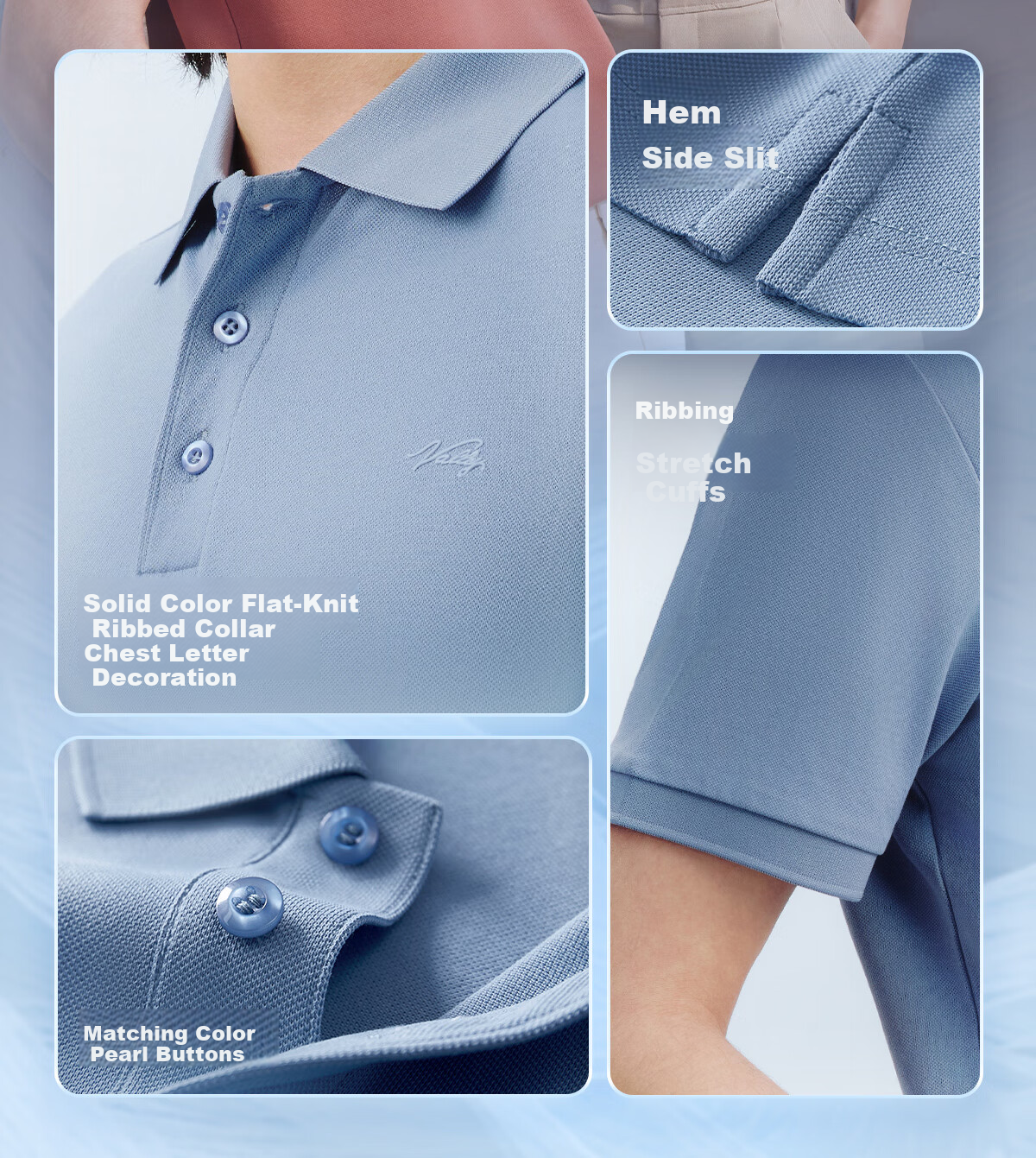 Hongdou Ice Cream Men's Short Sleeve Polo Shirt Summer Cool Moisture-Wicking Quick-Dry Collared T-Shirt 8