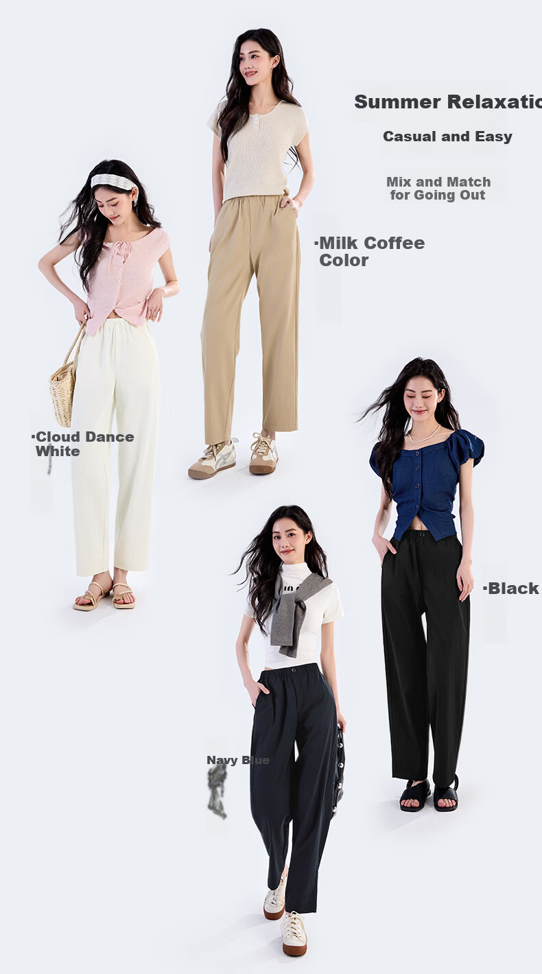 LangSha Straight-Leg Harem Pants for Women, Summer 2026 Thin High-Waist Slimming Nine-Point Straight-Leg Carrot Cigarette Trousers 9