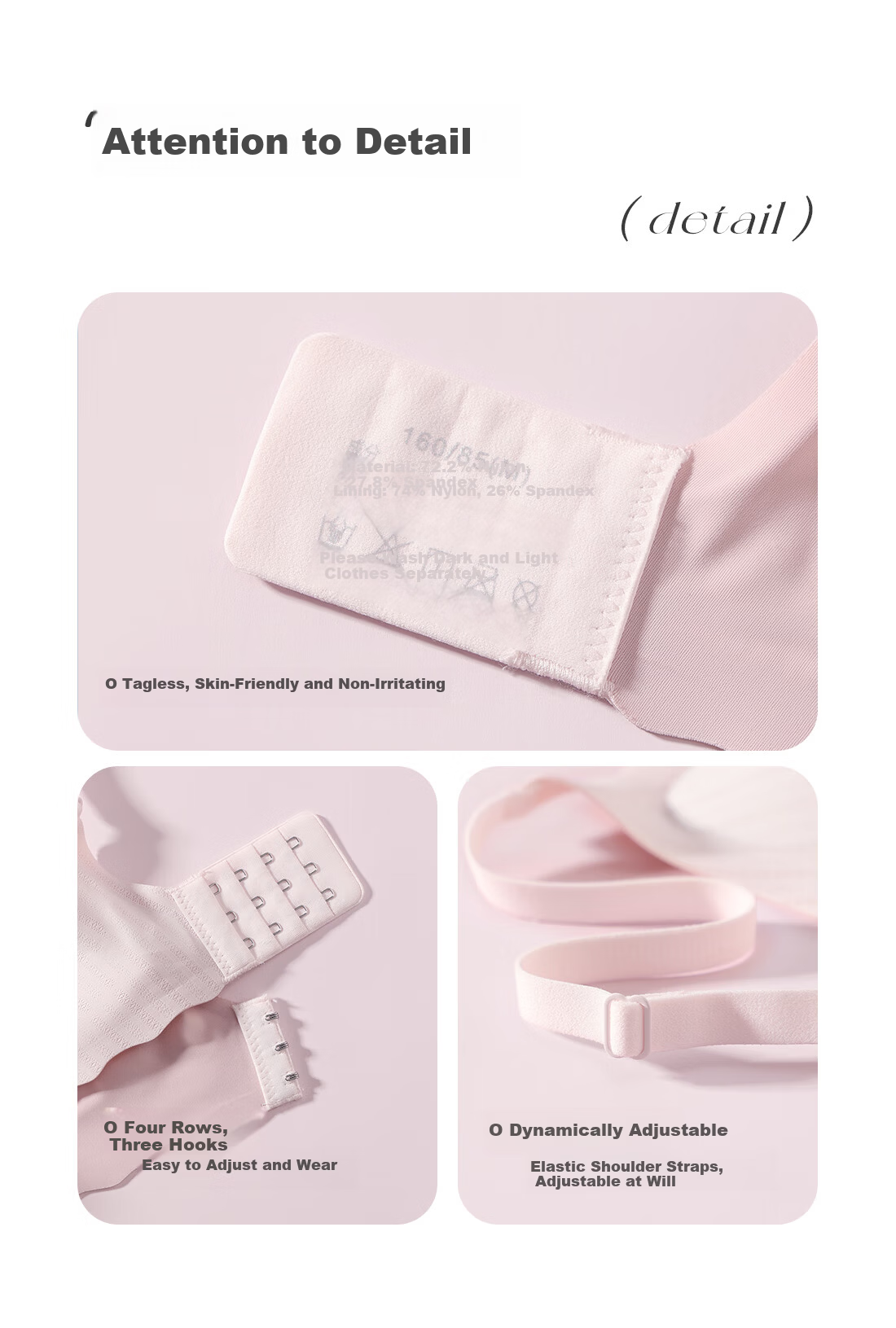 Ordifen Grade 7 Antibacterial Underwear Black Technology W-Shaped Soft Support Push-Up Side Breast Gathering Skin-Friendly Breathable Lace Sweet Bra 21